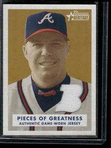 lot 87 image: Chipper Jones Game-Worn Jersey Relic 2006 Bowman Heritage #PG-CJ2 Baseball Card