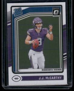 lot 112 image: JJ McCarthy RC Donrus Optic Rated Rookie #235 Minnesota Vikings Football Card