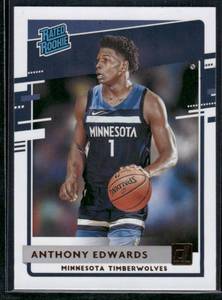 lot 118 image: Anthony Edwards RC 2020-21 Donruss Rated Rookie Minnesota Timberwolves Basketball Card