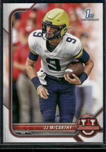 lot 149 image: JJ McCarthy Bowman 1st University 2022 #39 Minnesota Vikings Football Card