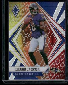 lot 194 image: LaMar Jackson Fireburst Refractor 2020 Phoenix #60 Football Card