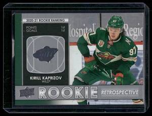lot 202 image: Kirill Kaprizov Rookie Retrospective 2021-2022 Upper Deck #RR-1 Minnesota Wild Hockey Card