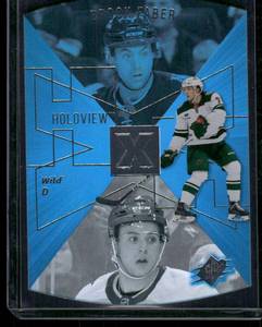 lot 203 image: Brock Faber Die Cut RC 2023-24 Upper Deck SPx Holoview #21 Rookie Minnesota Wild Hockey Card