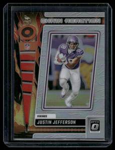 lot 205 image: Justin Jefferson Chain Reaction Insert 2023 Donruss Optic #CR-JJ Minnesota Vikings Football Card