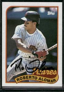 lot 219 image: Roberto Alomar Auto PSADNA COA 1989 Topps #206 Baseball Card