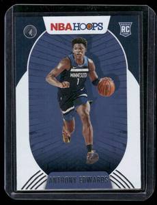 lot 220 image: Anthony Edwards RC 2020-21 NBA Hoops #216 Rookie Minnesota Timberwolves Basketball Card