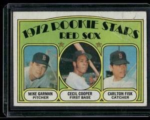 lot 223 image: Carlton Fisk RC 1972 Topps #79 Boston Red Sox Rookie Stars Vintage Baseball Card