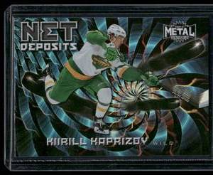 lot 230 image: Kirill Kaprizov RC Foil 2020-21 NHL Metal Universe Net Deposits #ND-1 Rookie Minnesota Wild Hockey Card