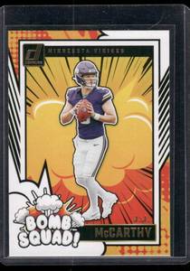 lot 243 image: JJ McCarthy RC 2024 Donruss Bomb Squad Insert #5 Rookie Football Card