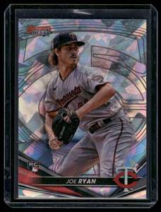 lot 285 image: Joe Ryan RC Atomic Refractor 2022 Bowmans Best #50 Rookie Minnesota Twins Baseball Card