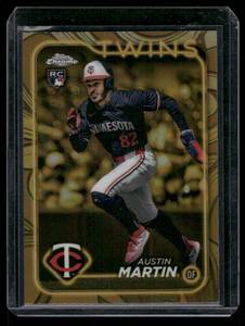 lot 292 image: Austin Martin 99 RC Gold Refractor 2004 Topps Chrome Gelded #62 Rookie Minnesota Twins Baseball Card