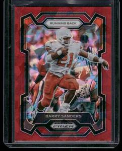 lot 307 image: Barry Sanders Red Cracked Ice Prizm 2023 Draft Picks #43 Football Card