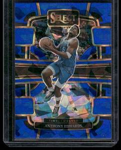 lot 309 image: Anthony Edwards Blue Cracked Ice 202 Select Concourse #37 Minnesota Timberwolves Basketball Card