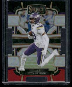 lot 310 image: Justin Jefferson Die Cut Prizm 2023 Select Concourse #65 Minnesota Vikings Football Card