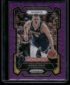 lot 324 image: Nikola Jokic Purple Wave Refractor 2023-24 Prizm Monopoly #1 Basketball Card