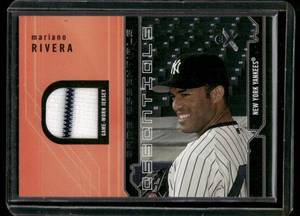 lot 66 image: Mariano Rivera Game-Worn Pinstripe Jersey Relic 2002 Skybox Essentials eX Baseball Card