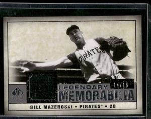 lot 73 image: Bill Mazeroski 15 Game-Used Relic 2008 Upper Deck SP Legendary Cuts Memorabilia #LM-BM Numbered 1415 Baseball Card