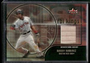lot 99 image: Manny Ramirez Game-Used Bat Relic2002 Fleer Triple Crown RBI Kings Baseball Card