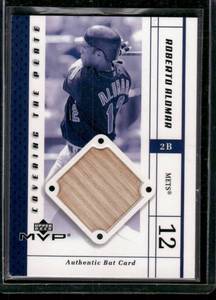 lot 120 image: Roberto Alomar Game-Used Bat Card 2003 Upper Deck MVP Covering the Plate #CP-RA Baseball Card