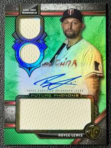 lot 11 image: Royce Lewis On Card Auto Relic 2550 2024 Topps Tribute Future Phenoms #FPAR-RL RARE Minnesota Twins Baseball Card