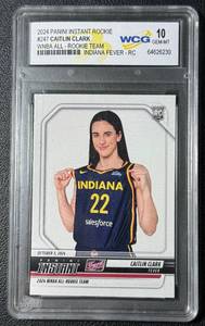 lot 12 image: Caitlin Clark RC Graded 10 Gem Mint 2024 Panini Instant Rookie #247 Basketball Card