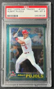 lot 17 image: Albert Pujols RC PSA 8 NM-MT 2001 Topps Chrome Traded #T247 Rookie Baseball Card