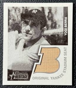 lot 54 image: Yogi Berra Original Yankee Stadium Seat Relic 2001 Bowman Heritage #BHM-YB1 Baseball Card