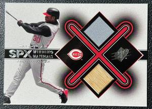 lot 59 image: Ken Griffey Jr. Dual Relic Game Used Jersey  Bat 2001 Upper Deck SPx #KG2 Baseball Card