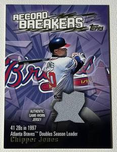 lot 69 image: Chipper Jones Game-Worn Relic Jersey 2002 Topps Record Breakers #RBR-CJ Baseball Card