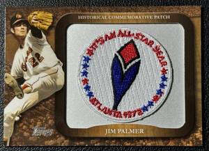 lot 76 image: Jim Palmer Historic Commemorative Patch 2009 Topps #LPR-80 Baseball Card