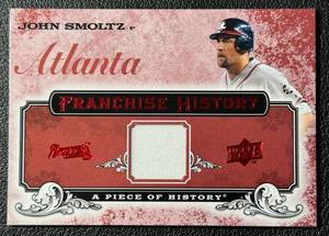 lot 79 image: John Smoltz Game-Used Relic 2008 Upper Deck A Piece of History Franchise History #FH-4 Baseball Card