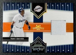 lot 93 image: Tony Gwynn Game-Worn Jersey Relic 2005 Donruss Champions Impressions #46 Baseball Card