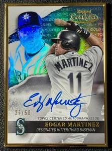 lot 128 image: Edgar Martinez Auto 50 2020 Topps Gold Label #GLA-EM Numbered 2750 Baseball Card