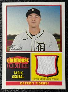 lot 215 image: Tarik Skubal Relic 2025 Topps Heritage Clubhouse Collection Game-Used #CCR-TS Baseball Card