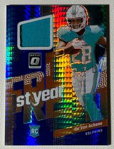 lot 250 image: DeVon Achane RC Relic 2023 Donruss Optic 1st Year #FYF-DA Rookie Football Card