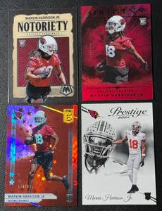 lot 258 image: Marvin Harrison 4 RC w 2 Numbered Rookie Football Card Lot