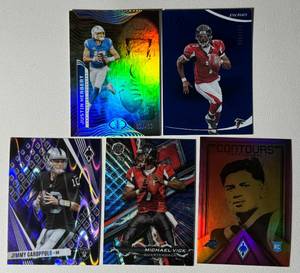 lot 262 image: 5 Quarterback Numbered Card Lot - Herbert, Vick, Garoppolo, Corrall Football Cards
