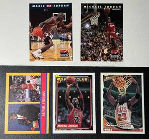 lot 273 image: Michael Jordan 5 Card Basketball Lot