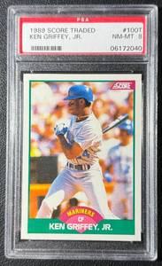 lot 296 image: Ken Griffey Jr PSA 8 NM-MT RC 1989 Score Traded #100T Rookie Baseball Card
