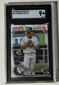 lot 297 image: Fernando Tatis Jr. SGC 9 Mint Bowman Prospects 2019 #BP17 Baseball Card