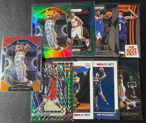lot 330 image: Zion Williamson 9 Card Basketball Lot With RCs, Refractors, and Prizms