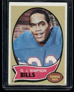 lot 10A image: OJ Simpson RC 1970 Topps #90 Vintage Football Rookie Card