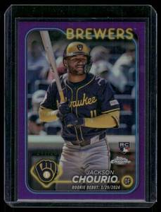 lot 14A image: Jackson Chourio 250 RC Thopps Chrome Purple #USC30 Numbered 217250 Baseball Rookie Card
