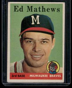 lot 18A image: Eddie Mathews 1968 Topps #490 Vintage Baseball Card