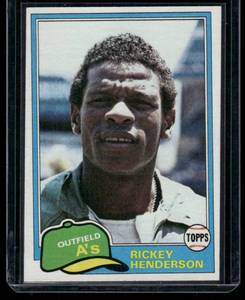 lot 38A image: Rickey Henderson 2nd Year 1981 Topps #261 Vintage Baseball Card
