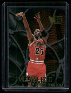 lot 44A image: Michael Jordan 1996-97 Fleer Metal metallized #128 Basketball Card