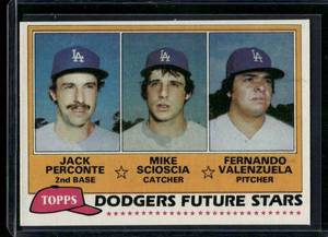 lot 298A image: Fernando Valenzuela RC 1981 Topps Dodgers Future Stars #302 Rookie Vintage Baseball Card