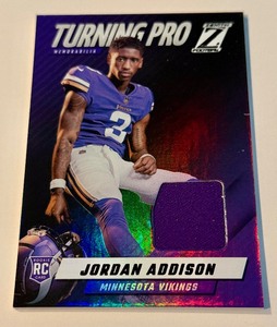 lot 17A image: Jordan Addison Relic RC 2023 Zenith Turning Pro Memorabilia #TPM-JAN Minnesota Vikings Football Rookie Card
