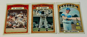 lot 64A image: 1972 Topps 3 Card Star Lot Bill Buckner #114, Willie Stargell #448, Carl Yastrzemski #38 Vintage Baseball Cards