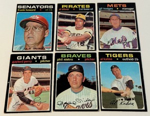 lot 65A image: 1971 Topps 6 Card Star Lot - Kaline, Niekro, Perry, Hodges, Oliver Howard - Vintage